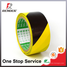 20y Long 48mm Largeur 0.13 Epaisseur Vente chaude Black Yellow Straight Stripes Marquage au sol Vinyl Caution Tape, Warning Tape